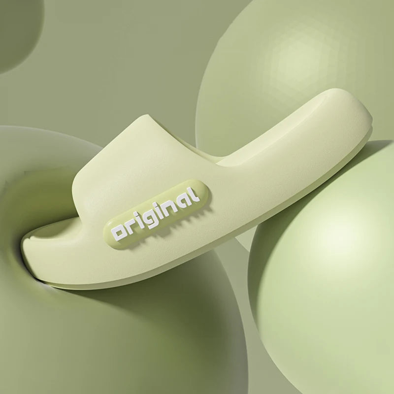 Thick Bottom Cloud Slippers Women Fashion Letter Print Platform Sandals Woman 2025 Comfortable Soft Sole Beach Pillow Slides